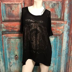 Rock and republic xl cold shoulder burnout top